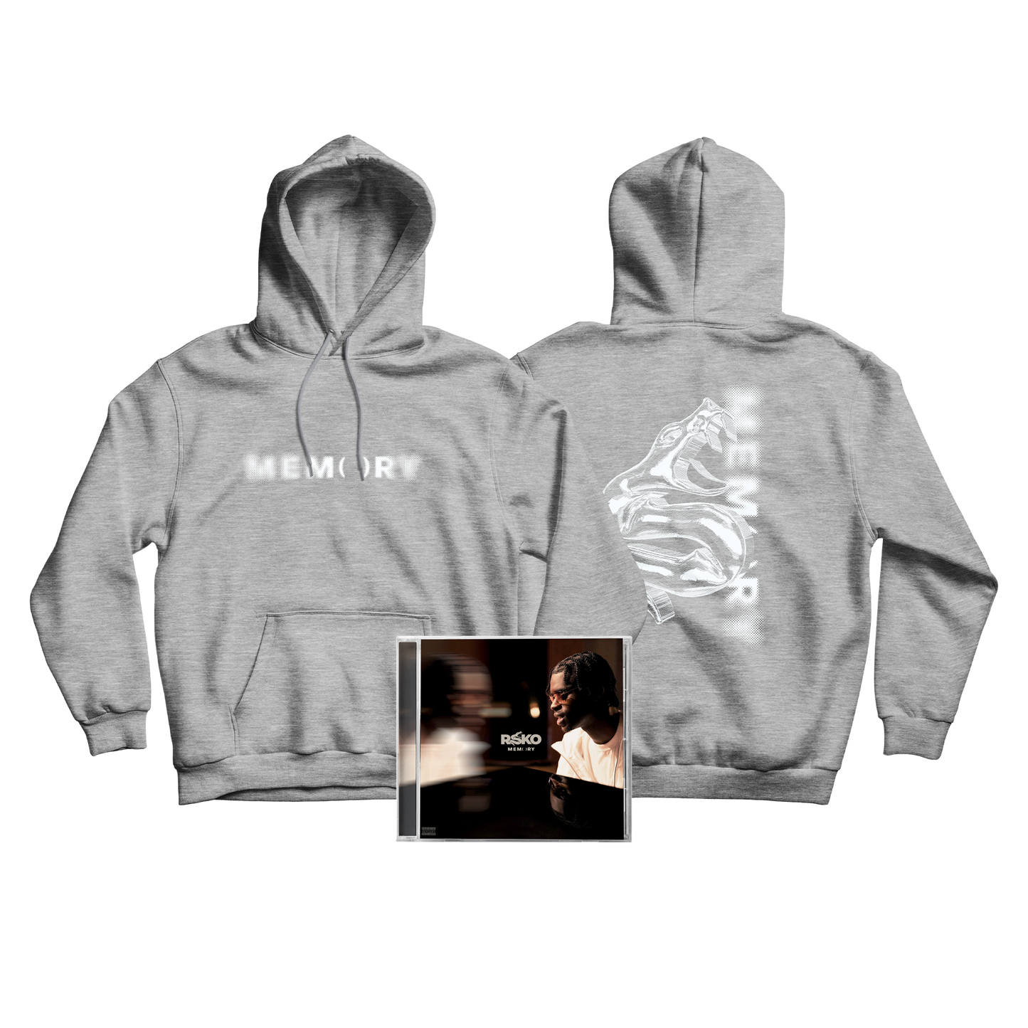 PACK HOODIE GRIS CHINÉ SERPENT  + CD "MEMORY"